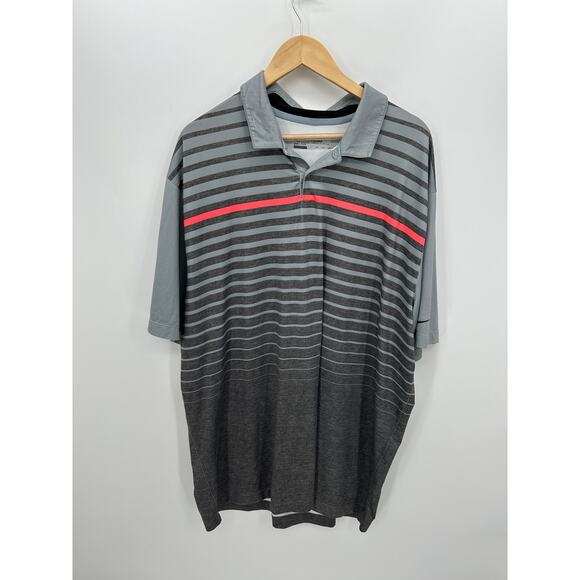 Nike Golf Mens Tour Performance Gray Striped Short Sleeve Shirt Size XXL Polo - Picture 1 of 7